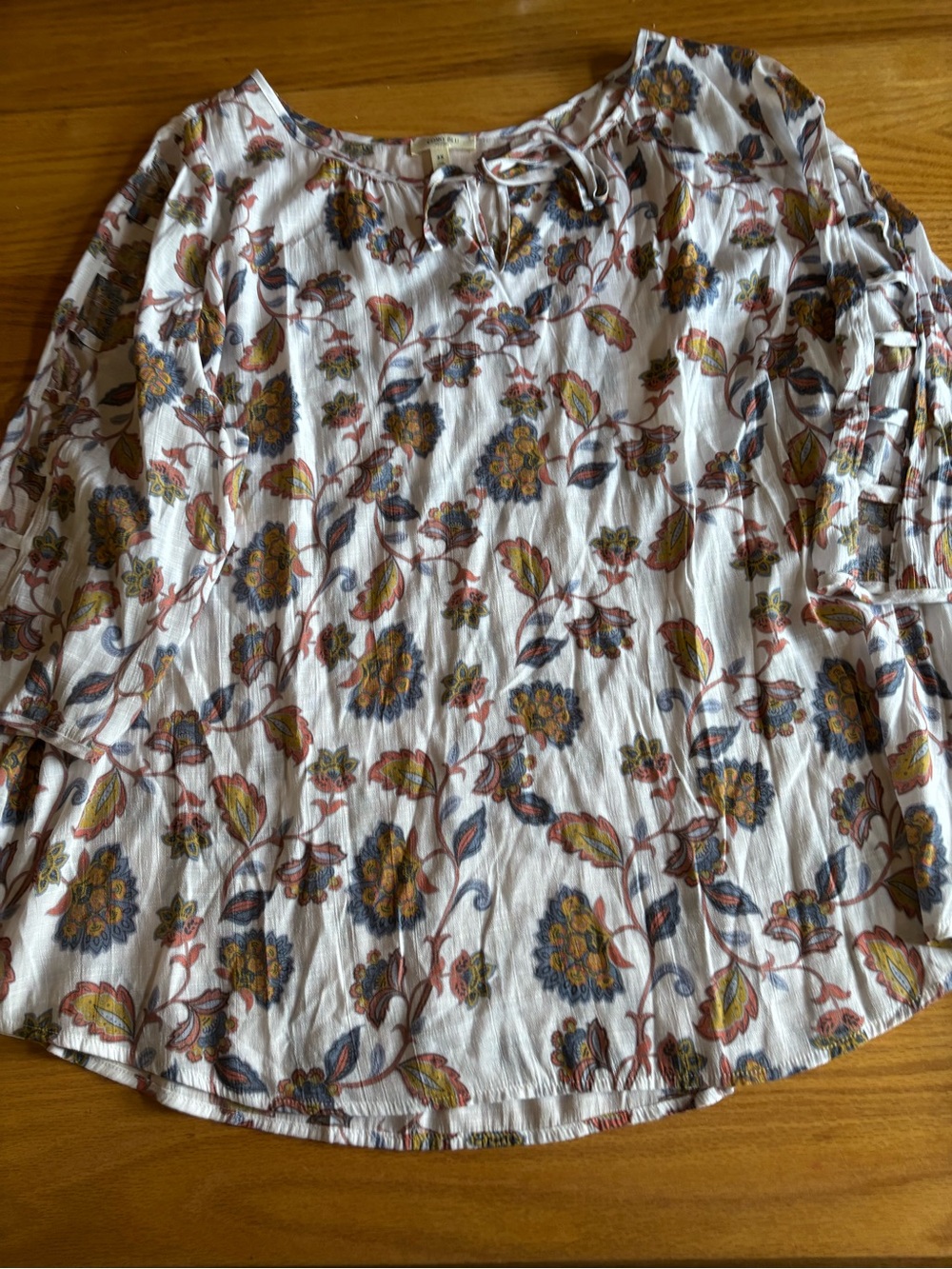 Women’s Como Blu Boho Floral Peasant Blouse 3X  Earthy Tones 3/4 Sleeve Flowy